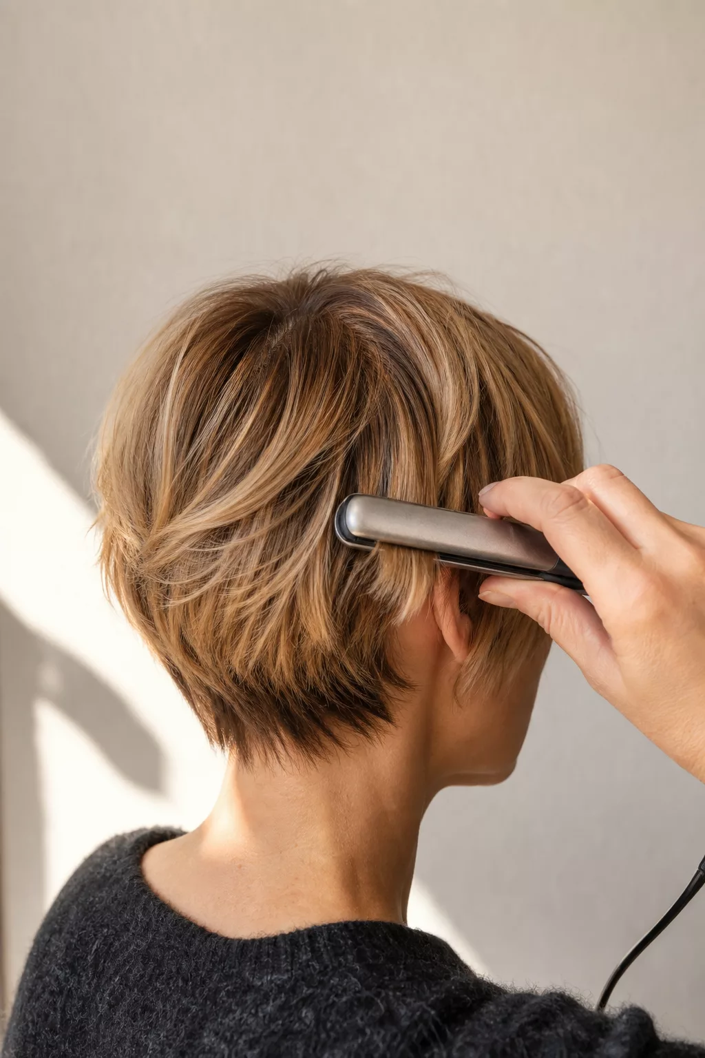 Bixie Cut als Bob-Pixie-Hybrid mit Strähnen wird gestylt
