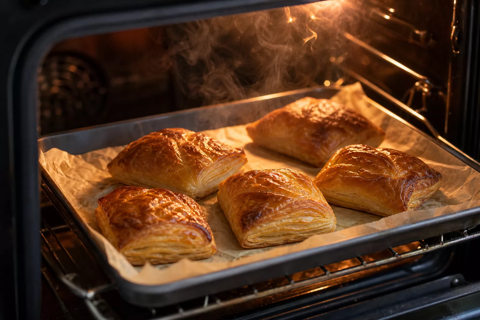Blätterteiggebäck im Ofen wieder knusprig aufgebacken