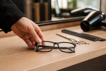 Brille liegt bereit für den Friseurtermin