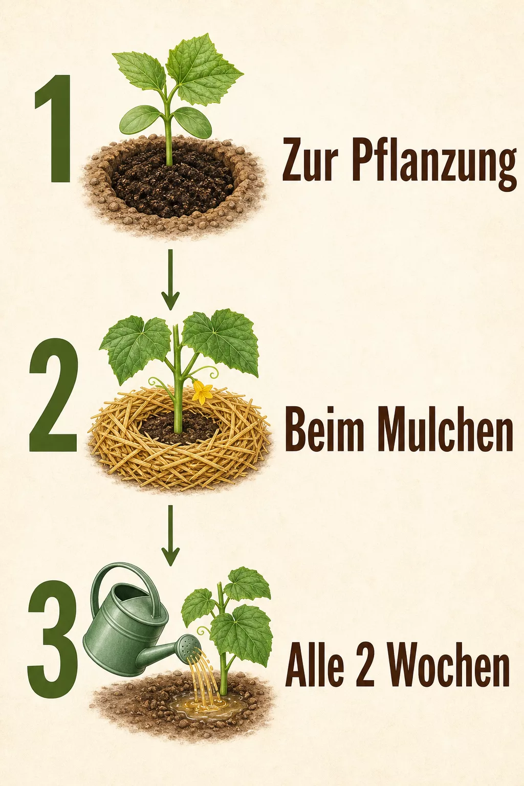Infografik: die drei Düngezeitpunkte für Gurken im Überblick