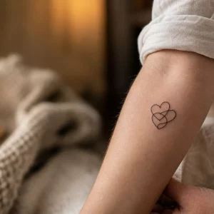 Tattoo Familie Symbol als feine Strichzeichnung am Unterarm