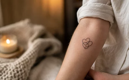 Tattoo Familie Symbol als feine Strichzeichnung am Unterarm