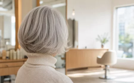 Frisuren für Frauen ab 70 – eleganter Silberbob von hinten