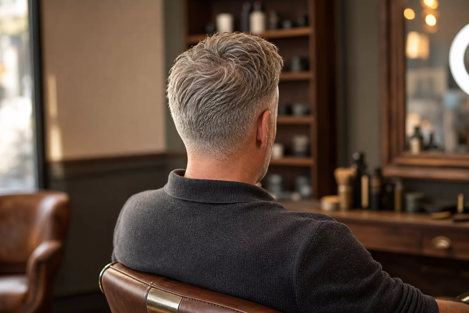Frisuren ab 50: Textured Crop kaschiert schütteres Deckhaar von hinten