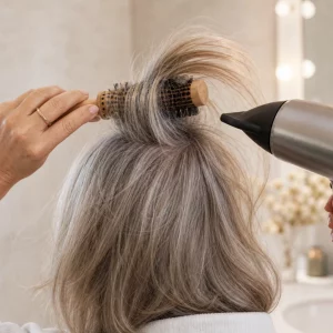 Peppige Frisuren für Frauen ab 60 – Volumen am Oberkopf föhnen