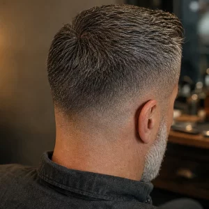 Frisuren Männer ab 50 mit grauem Haar und getrimmtem Bart im Fade-Übergang