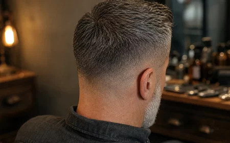 Frisuren Männer ab 50 mit grauem Haar und getrimmtem Bart im Fade-Übergang