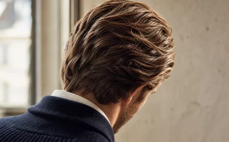 Mittellange Frisur bei Männern: definiert gestyltes, glänzendes Deckhaar