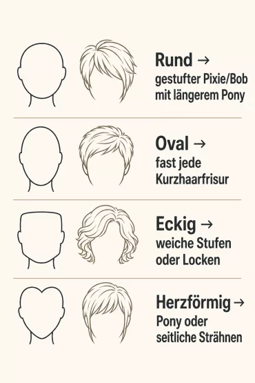 Infografik Gesichtsform und passende graue Kurzhaarfrisur