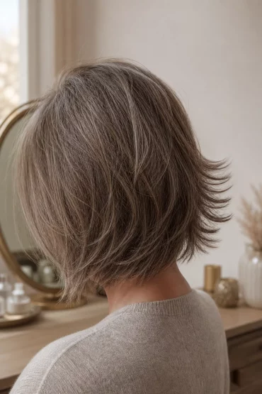 Gestufte, texturierte Haarspitzen mit sichtbarer Bewegung