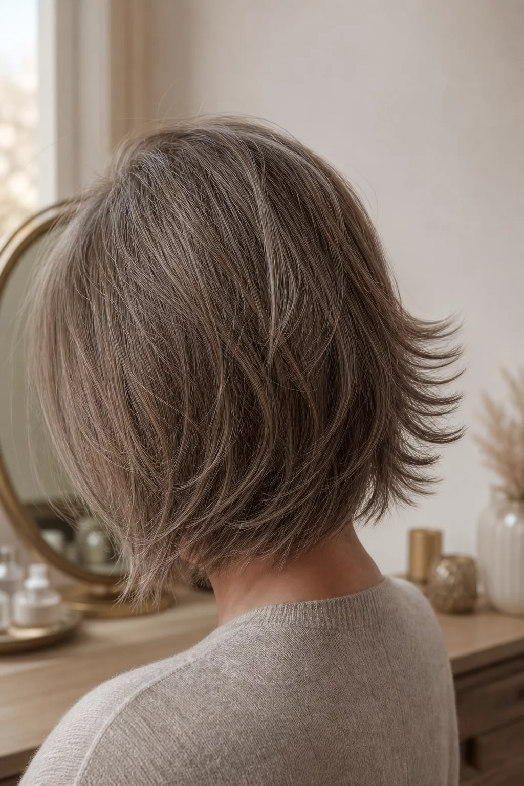 Gestufte, texturierte Haarspitzen mit sichtbarer Bewegung