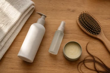 Pflegeprodukte für Bob-Frisuren: Shampoo, Spray, Wachs.
