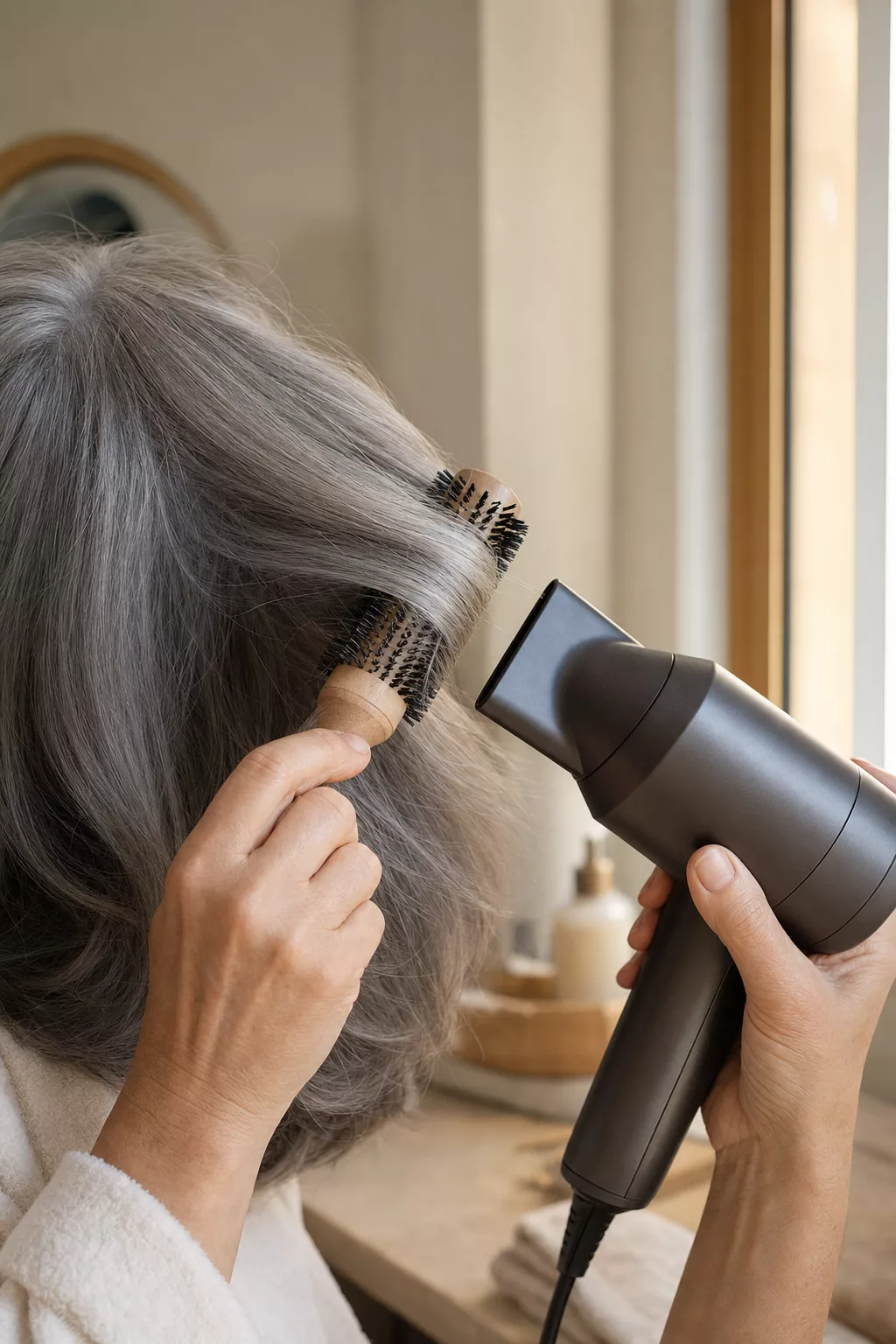 Styling mit Rundbürste für mehr Volumen im Haar