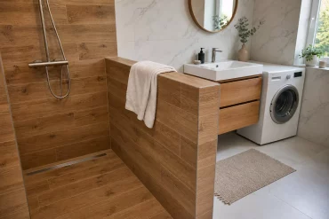 Halbhohe Trennwand als Alternative zur Glaswand in der Dusche