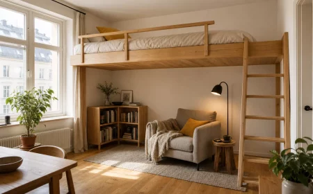 Hochbett für Erwachsene nutzt Raum in kleiner Wohnung optimal