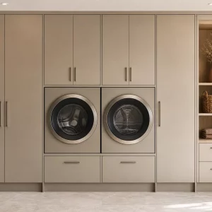 IKEA-Hack Waschmaschinenschrank aus Küchenfronten im Hauswirtschaftsraum
