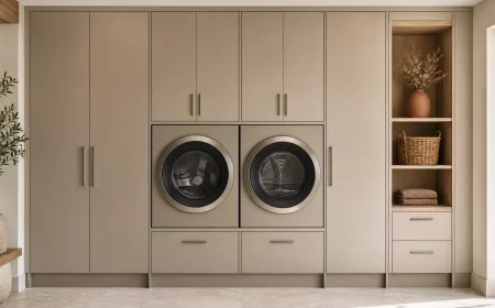 IKEA-Hack Waschmaschinenschrank aus Küchenfronten im Hauswirtschaftsraum