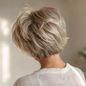 Pflegeleichte Kurzhaarfrisuren ab 50: texturierter Kurzhaarschnitt mit natürlicher Bewegung