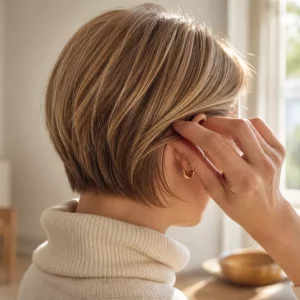 Moderne Kurzhaarfrisur für Frauen von 20 bis 60 im Seitenprofil