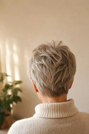 Kurzhaarfrisur mit Textur und Volumen am Hinterkopf