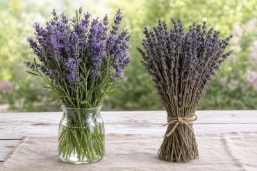 Frischer und getrockneter Lavendel im direkten Vergleich