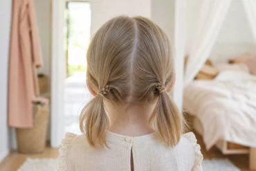 Mini-Zopf und Pferdeschwänze für kurzes Kinderhaar