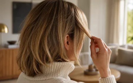 Mittellange Frisuren ab 50 mit Pony im Seitenprofil