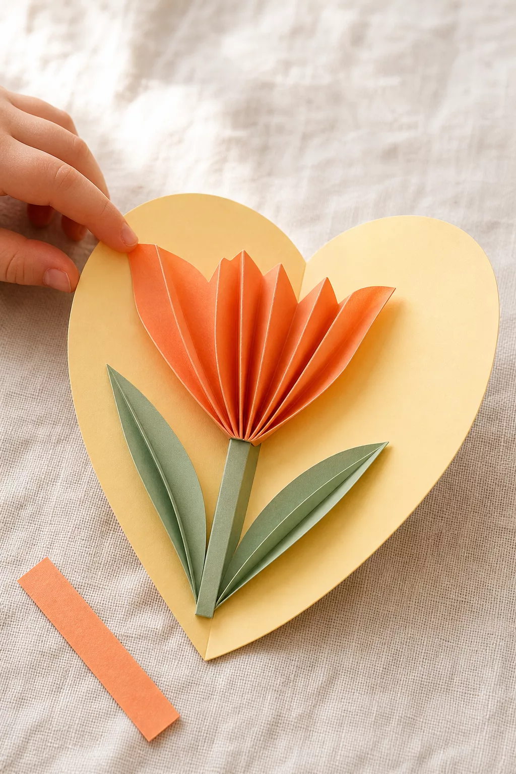 Klappkarte mit gefächerter Papiertulpe als Muttertagsgeschenk