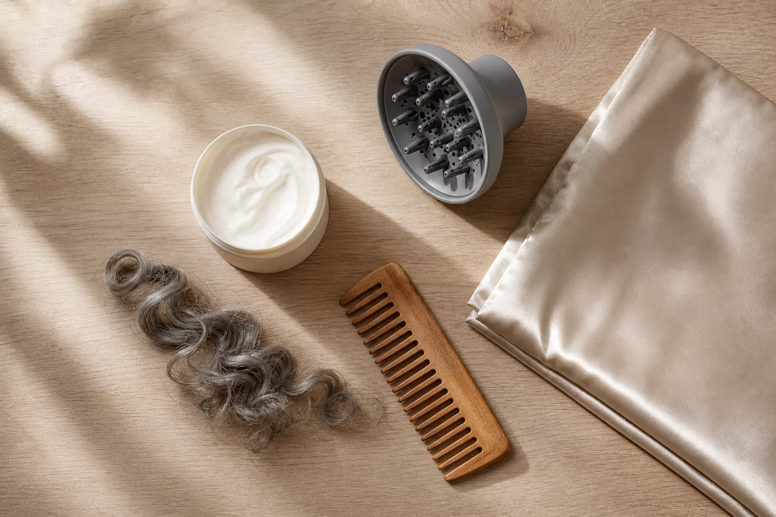 Pflegeprodukte für lockiges Haar: Creme, Diffusor, Satinkissen