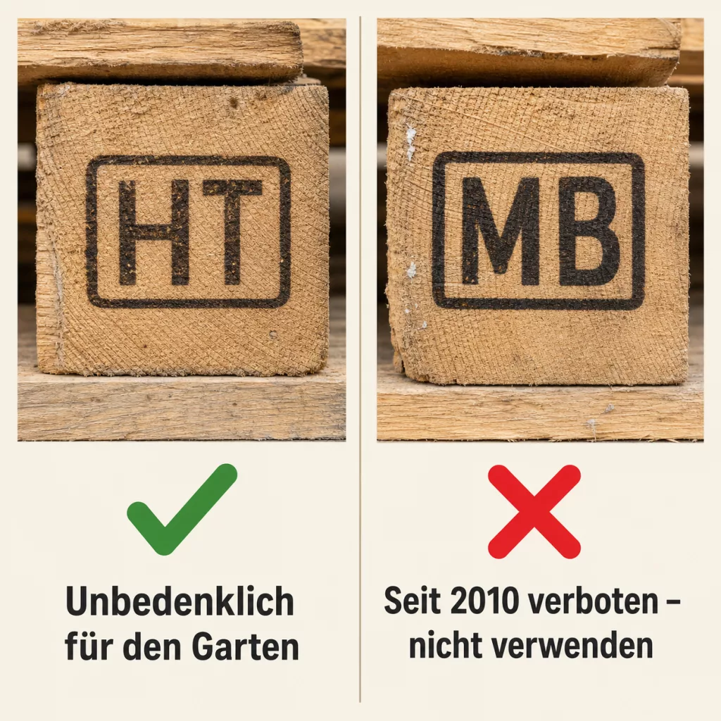 Grafik zu HT- und MB-Stempeln auf Paletten für den Garten