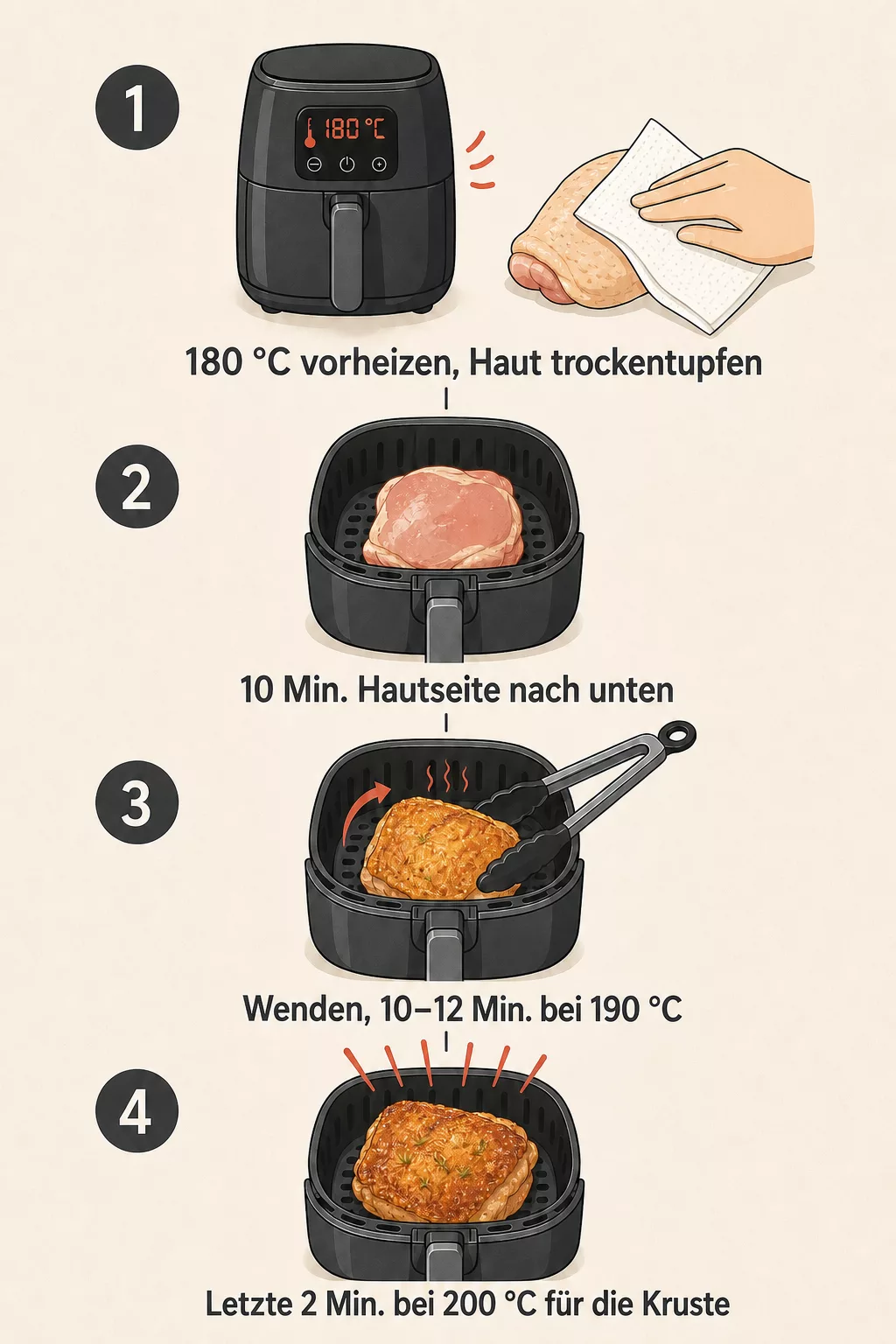 Grafik: Pollo Fino im Airfryer Schritt für Schritt