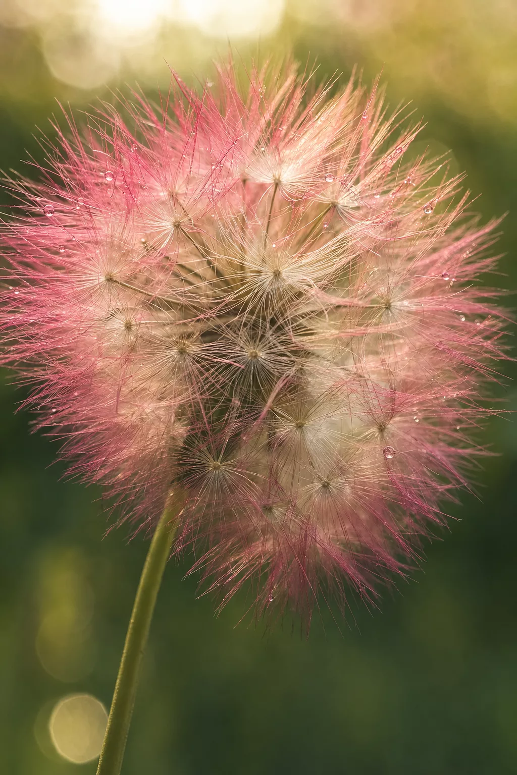 Nahaufnahme einer pastellfarben gefärbten Pusteblume