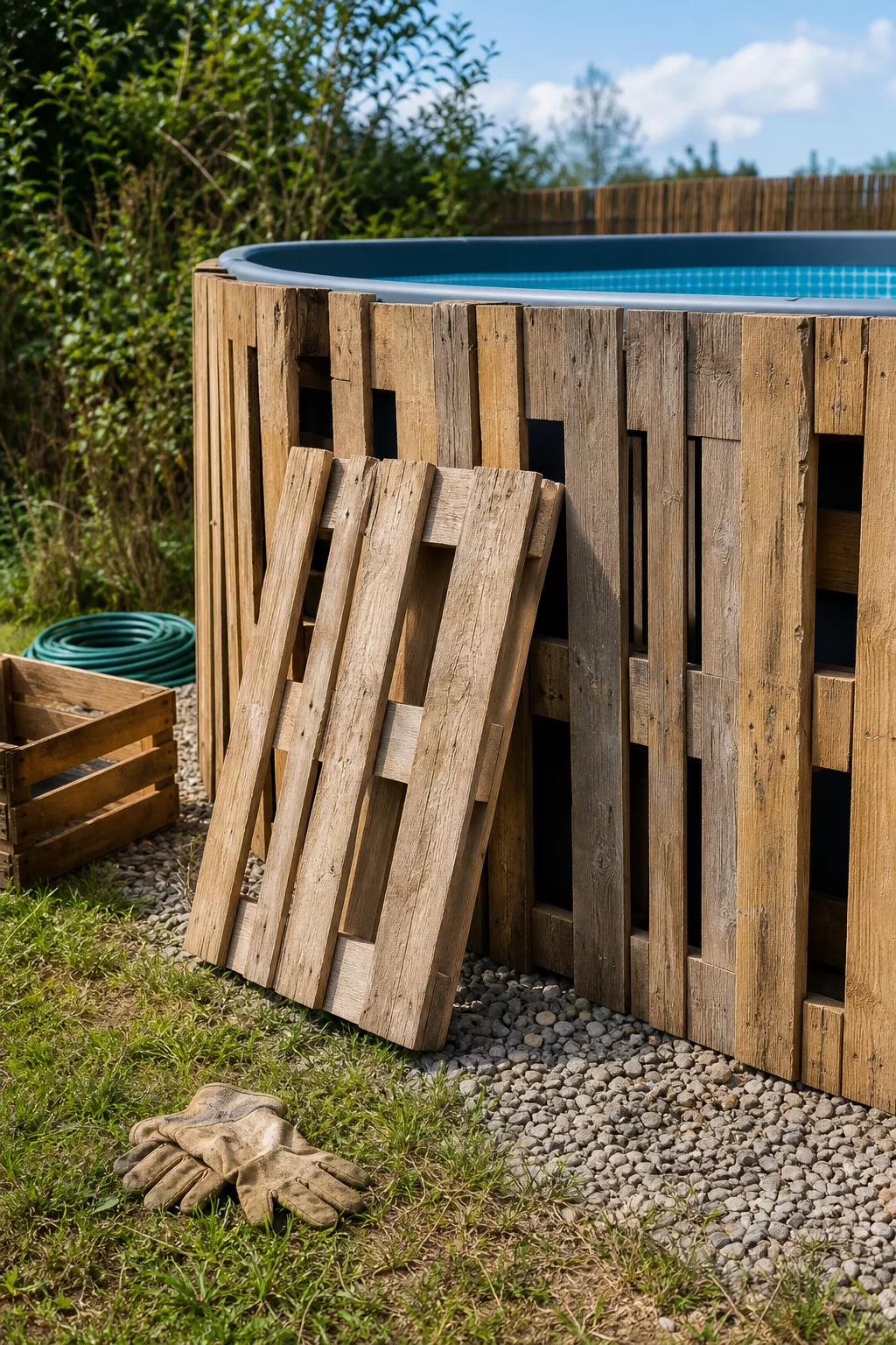 Preiswerte DIY-Poolverkleidung aus recycelten Europaletten