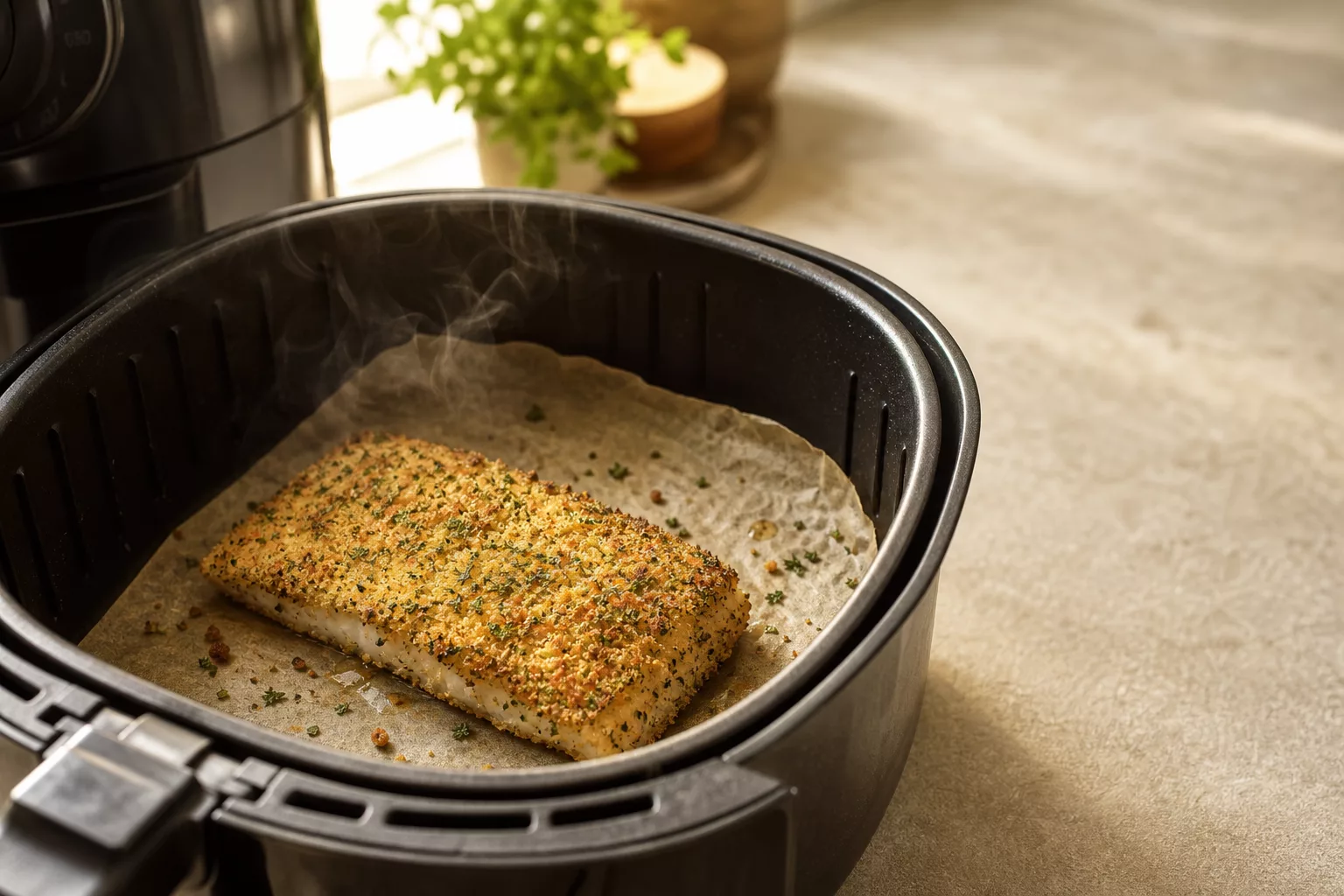 Knusprig gebackenes Schlemmerfilet aus dem Airfryer mit Kräuterkruste
