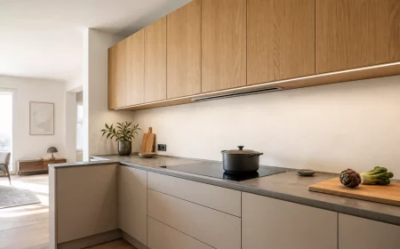 Dunstabzugshaube im Schrank integriert über dem Kochfeld