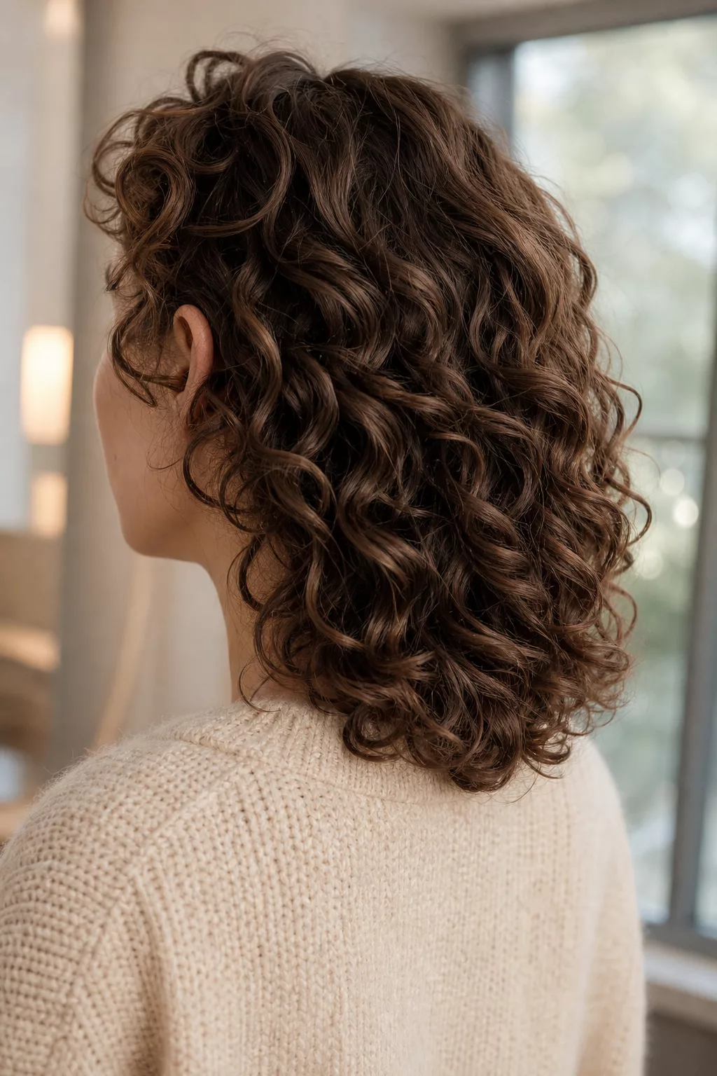 Schulterlange Locken mit weichen, romantischen Stufen