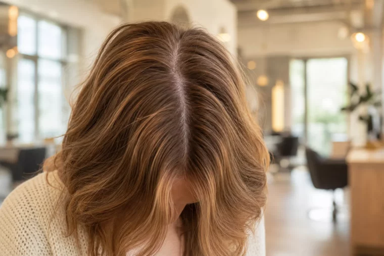Schulterlanges Haar mit Pony, weicher Curtain-Bangs-Ansatz sichtbar