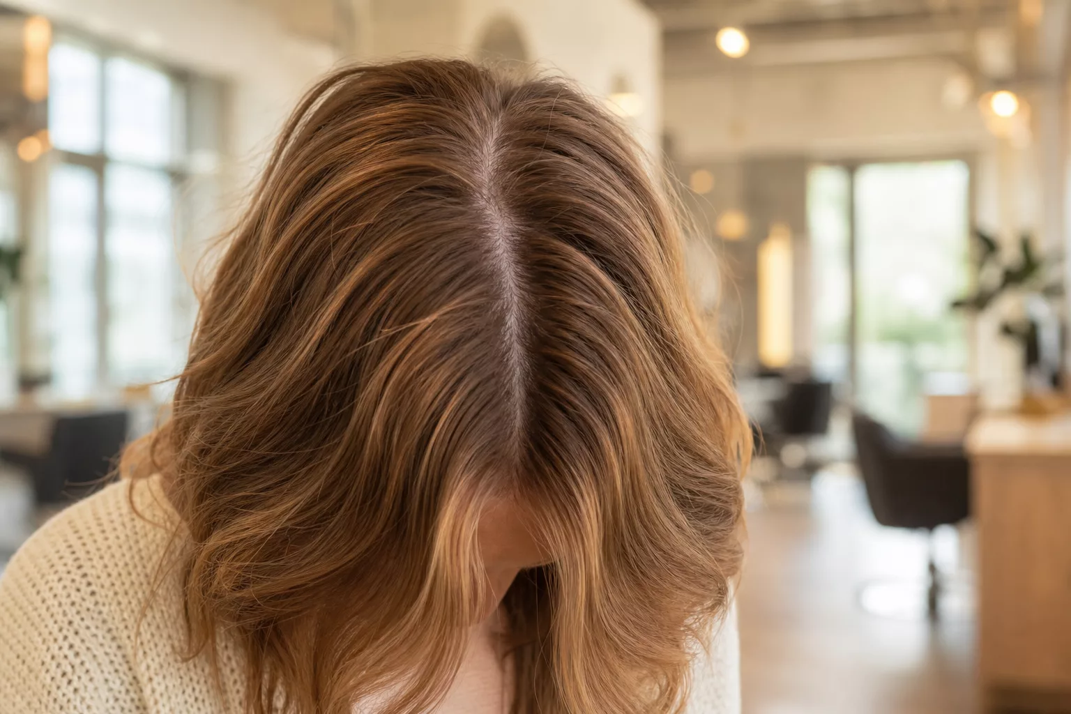 Schulterlanges Haar mit Pony, weicher Curtain-Bangs-Ansatz sichtbar