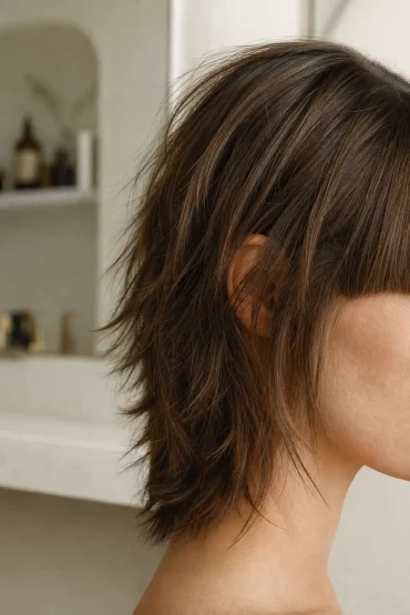 Shag Cut mit geradem Pony und Fransen-Textur