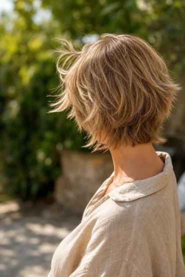 Shixie Cut in warmer Karamellfarbe als Sommervariante