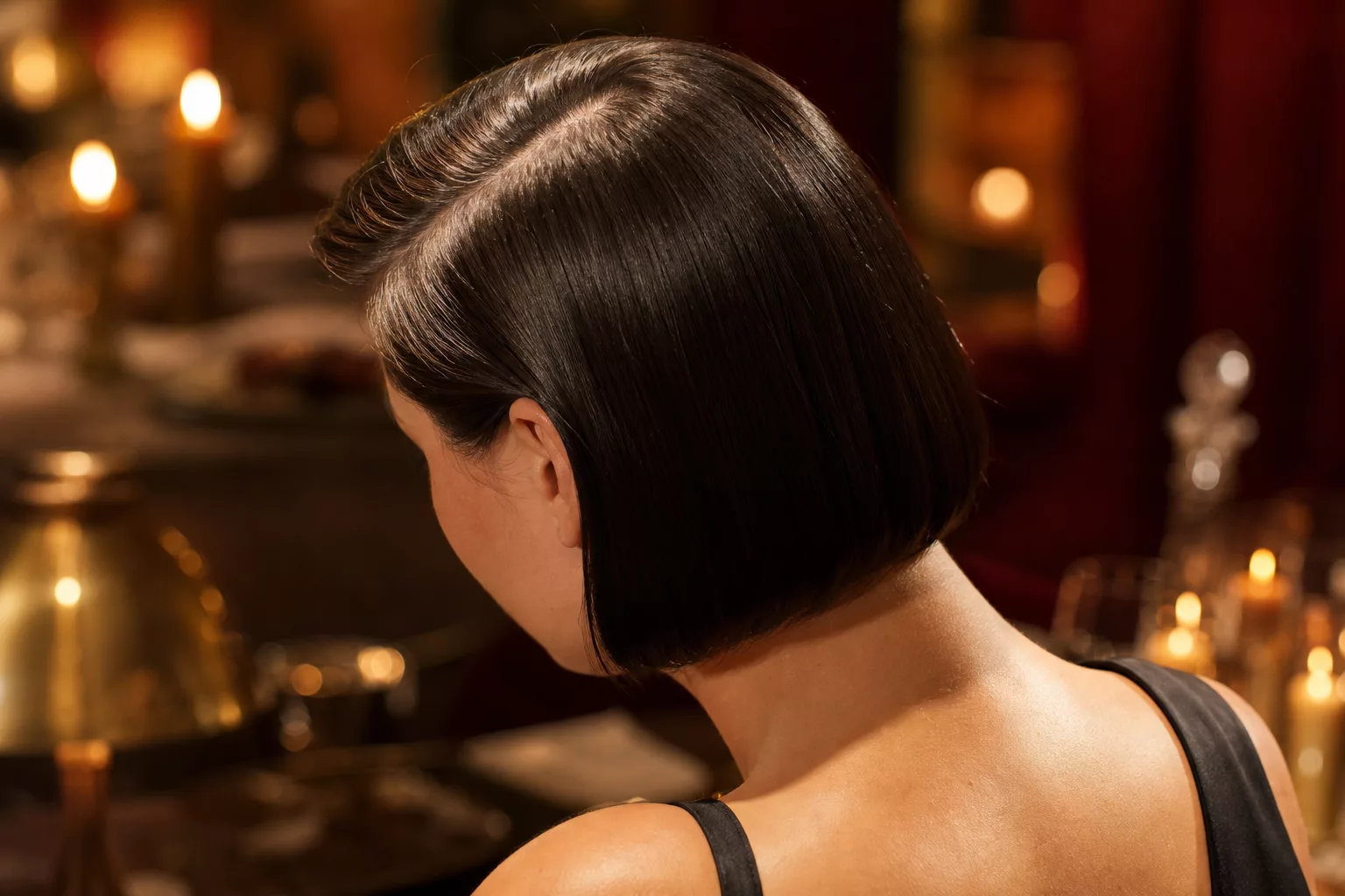 Sleek Bob mit Seitenscheitel für besondere Anlässe