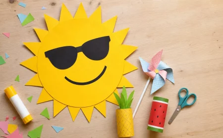 Basteln mit Kindern im Sommer: Sonne, Windrad und Früchte aus Klorollen