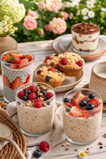 Overnight Oats und Beeren-Muffins als süßer Abschluss vom Sommerbrunch