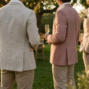 Sommerhochzeit Outfit Herren im sonnigen Garten
