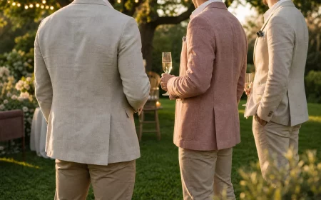 Sommerhochzeit Outfit Herren im sonnigen Garten