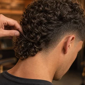 Taper Mullet Locken: kurze Seiten treffen auf langen lockigen Nacken