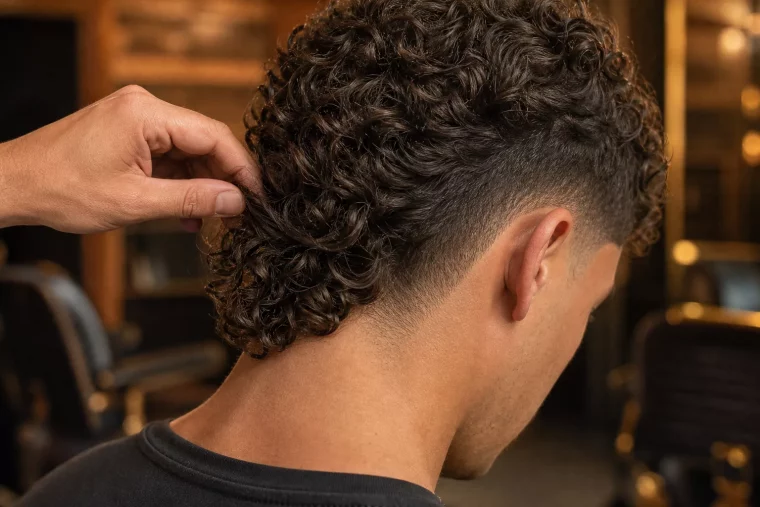 Taper Mullet Locken: kurze Seiten treffen auf langen lockigen Nacken