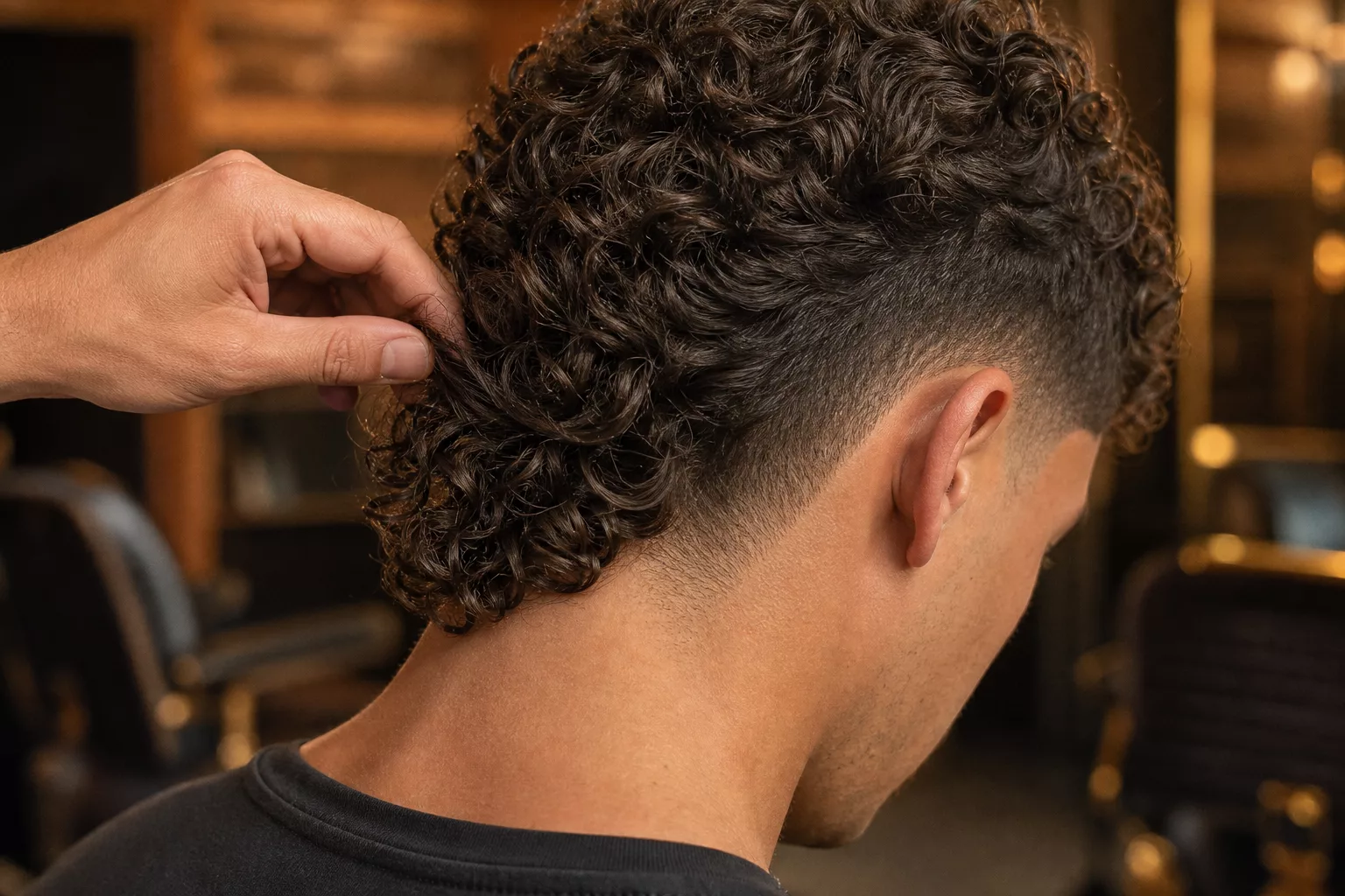 Taper Mullet Locken: kurze Seiten treffen auf langen lockigen Nacken