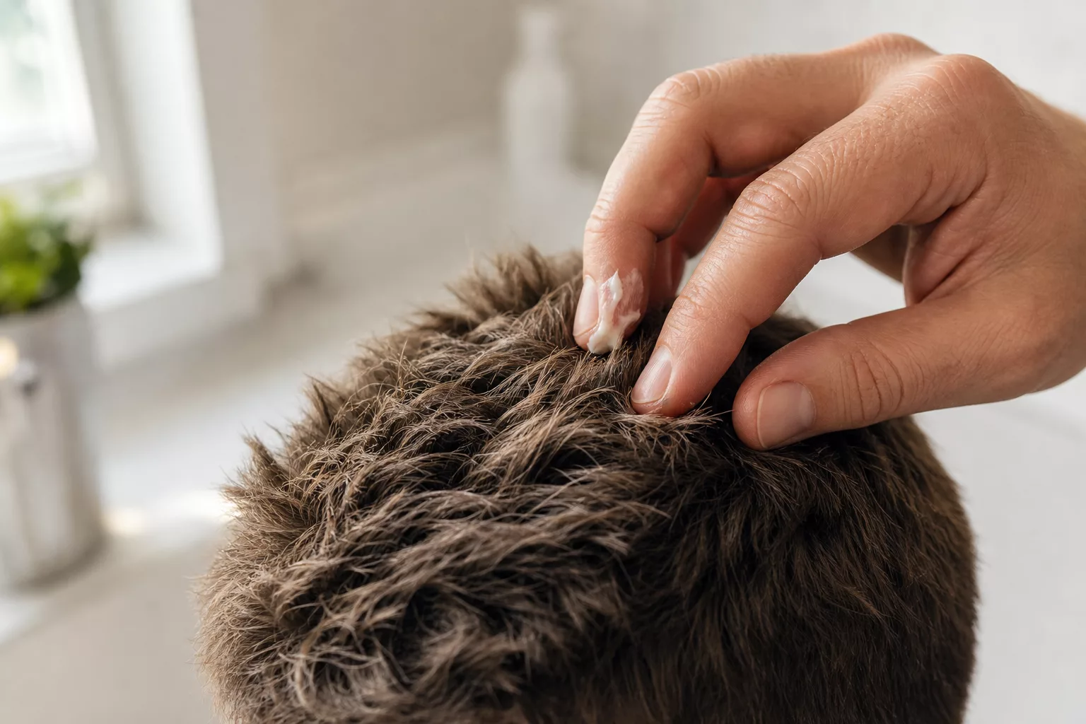 Hand formt strukturierten Haarschopf mit Stylingpaste