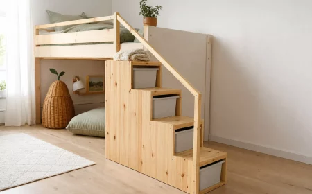 Trofast als Treppe zum Hochbett im gemütlichen Kinderzimmer